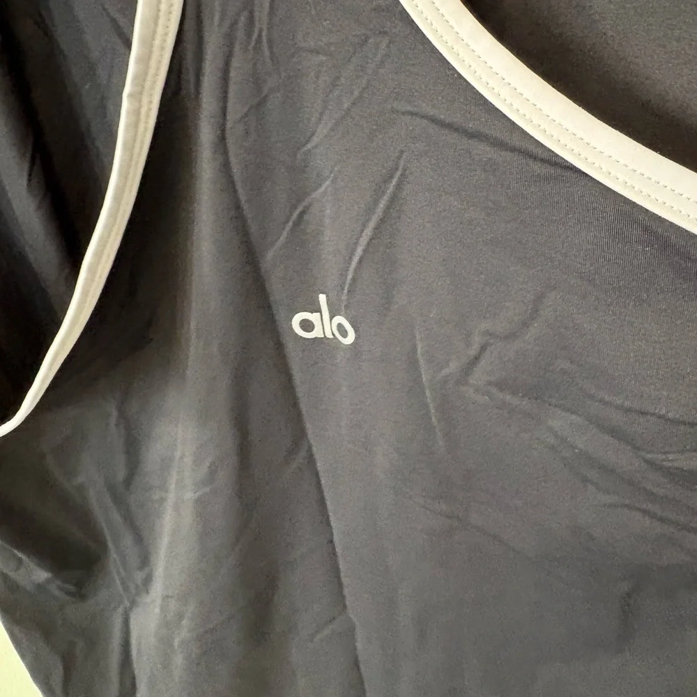 ALO Yoga Black Tank Top with White Trim